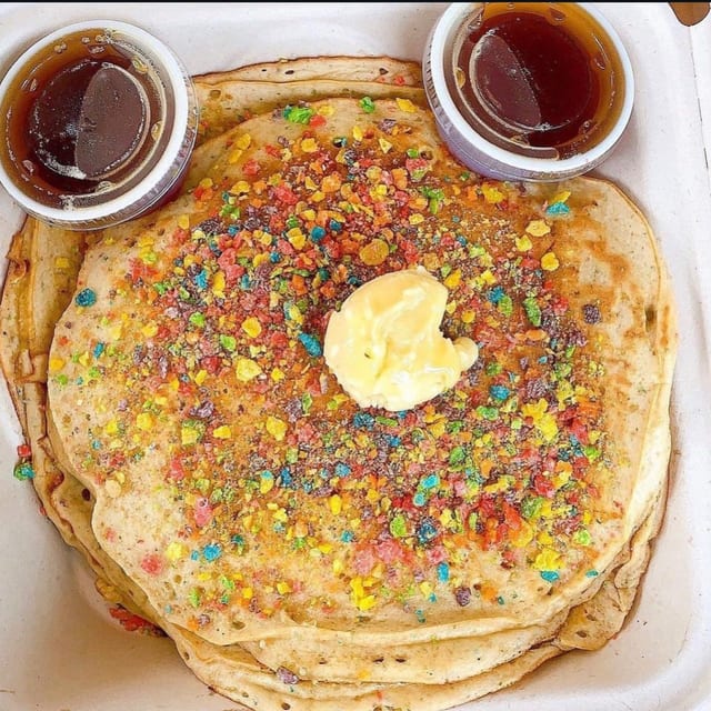 FRUITY PEBBLE PANCAKE.
