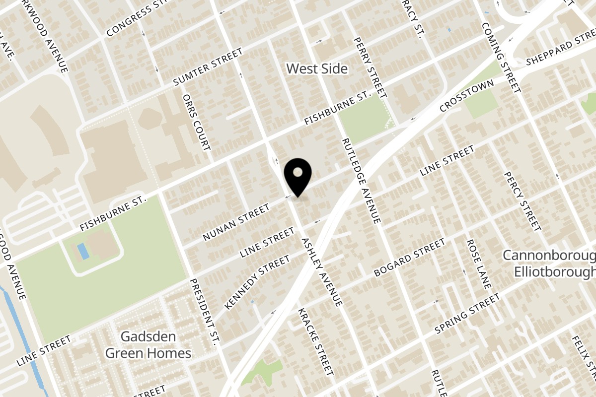 Map showing the location of Daps Breakfast & Imbibe on 280 Ashley Ave in Charleston